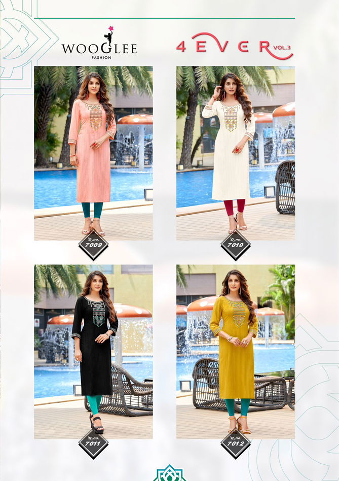 Wooglee 4Ever 3 Fancy Wear Wholesale Designer Kurti Catalog
